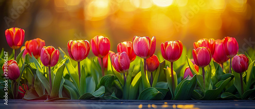 Vibrant tulip garden in full bloom: A breathtaking display of springs beauty photo