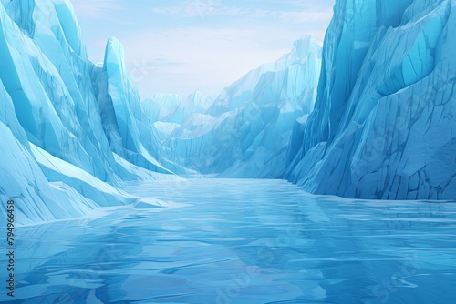 Icy Glacier Gradient: Blue Depth Layers Enchanting Visual