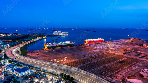 Car carrier ship moored at ...