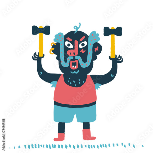 Man with axes