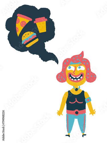 Woman dreaming of fast food