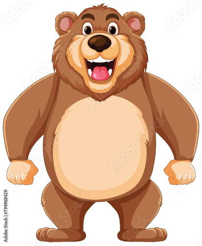 A happy brown bear illustrated in vector format