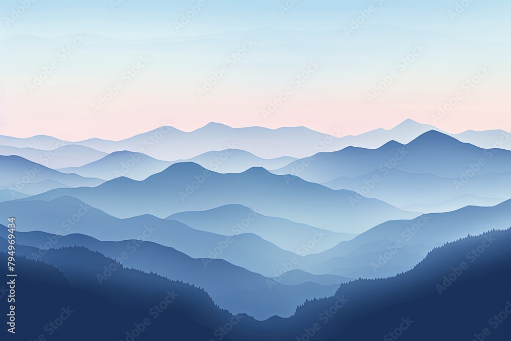 Misty Mountain Gradient Views: Cool Dawn Layers