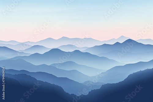 Misty Mountain Gradient Views: Cool Dawn Layers © Michael