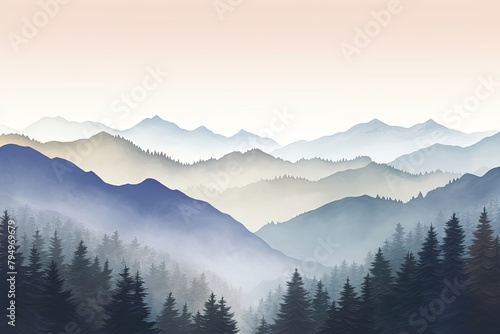 Misty Mountain Gradient Views  Muted Mountain Colorscape