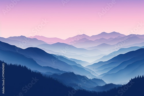 Misty Mountain Twilight Gradients: Serene Views at Rest © Michael