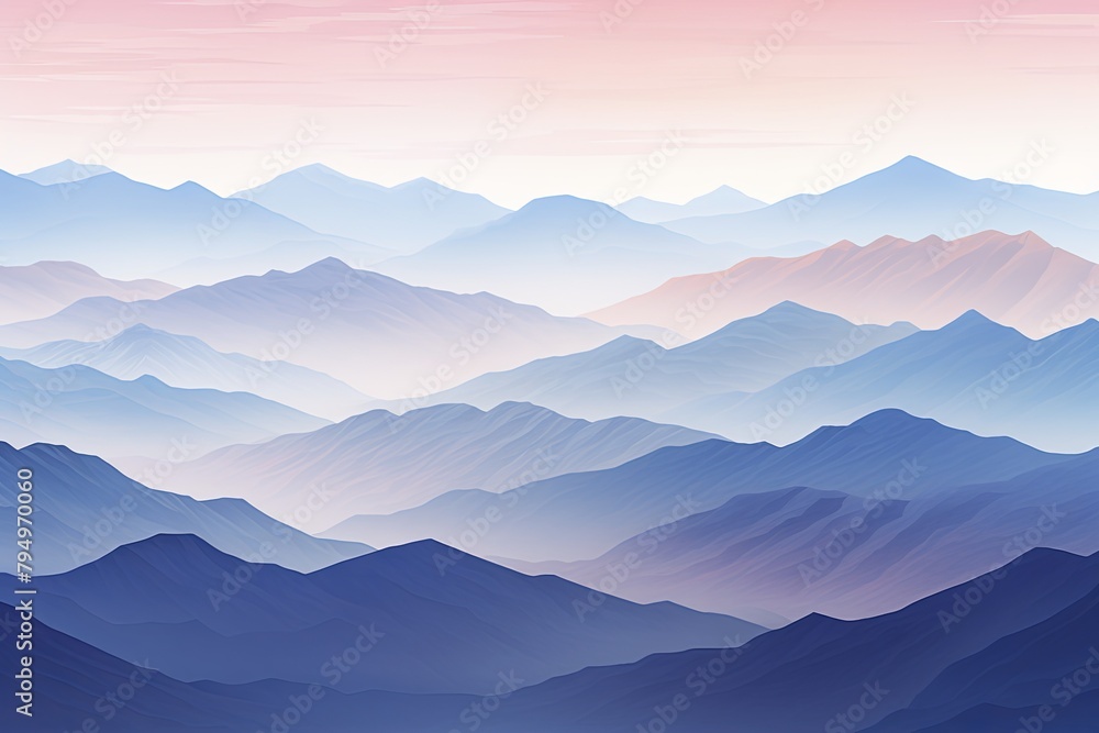 Misty Mountain Gradient Views: Tranquil Highland Shades