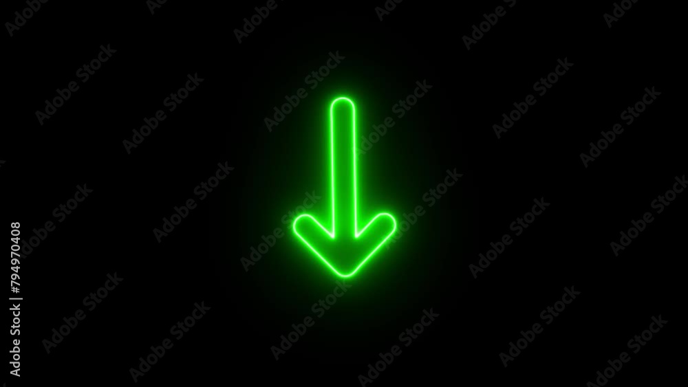 Neon direction arrow symbol. Arrow indicate the direction. Arrow moving Top to button Neon direction arrow symbol. Arrow indicate the direction. Arrow moving Top to button