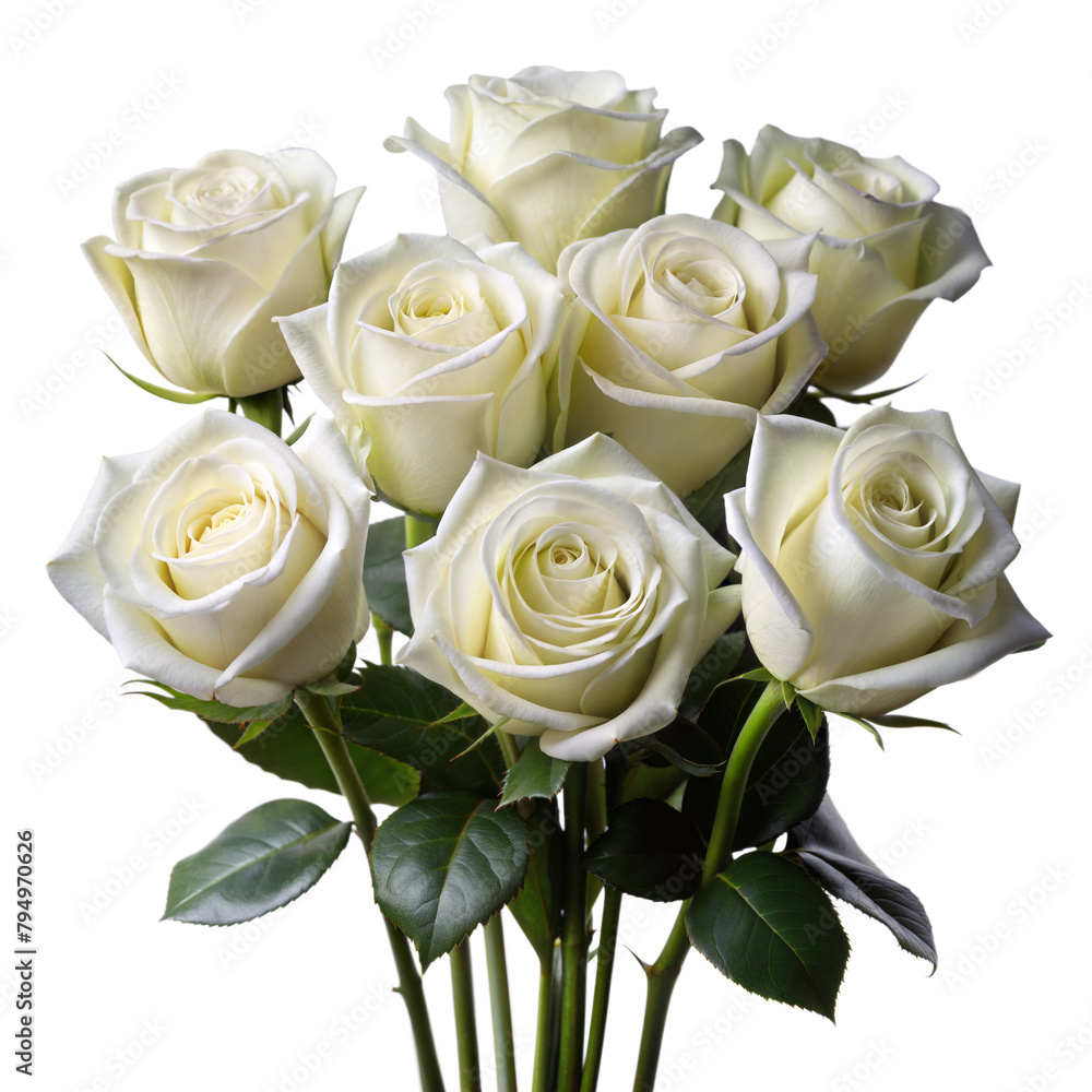 Fototapeta premium Elegant white roses bouquet on a seamless backdrop