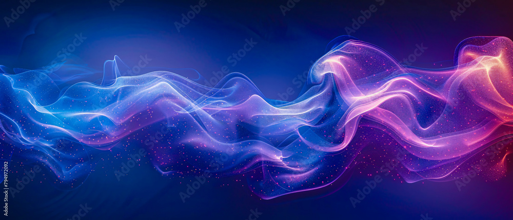 Flowing blue wave in a magical abstract design with digital energy effects