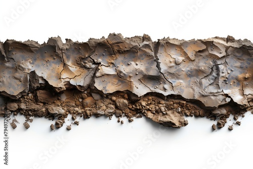 Top view of Soil line on white background