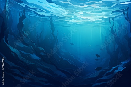 Marine Blue Depth Gradients: Oceanic Deep Layers Misty Elevation