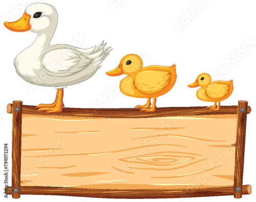 Mother duck with ducklings on a signboard
