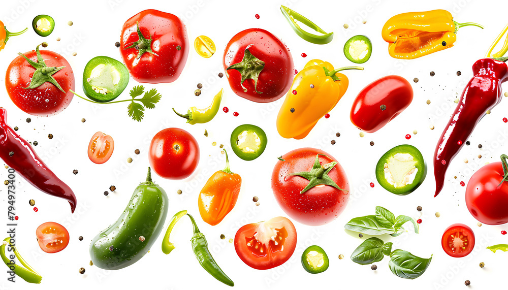 Flying ripe vegetables on white background Flying ripe vegetables on white background