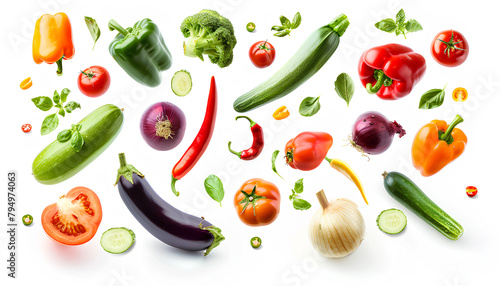 Wallpaper Mural Flying ripe vegetables on white background Torontodigital.ca