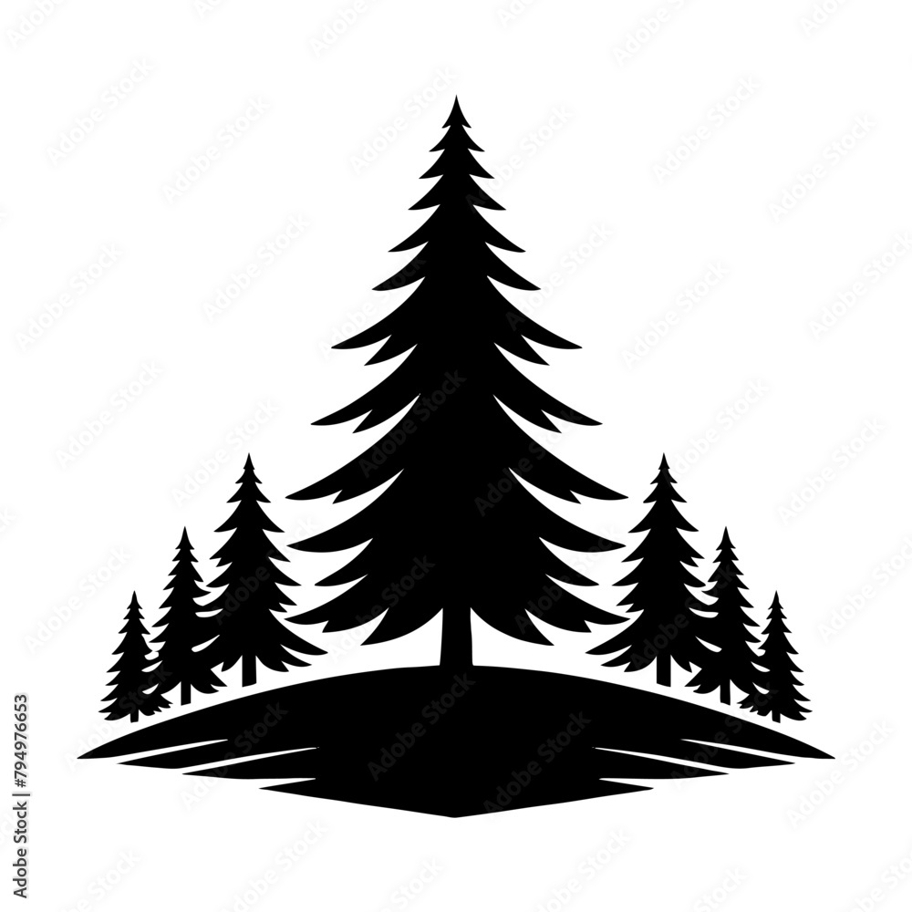 Fototapeta premium Spruce Tree Vector Silhouette Showcasing the Timeless Beauty- Spruce Tree Illustration- Minimalist Spruce Tree vector.