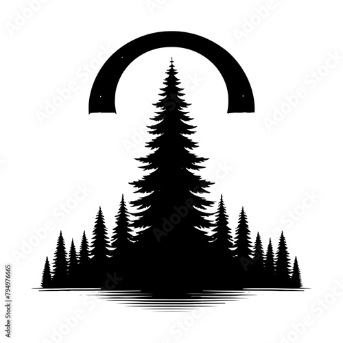 Spruce Tree Vector Silhouette Showcasing the Timeless Beauty- Spruce Tree Illustration- Minimalist Spruce Tree vector.
