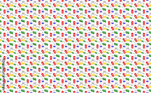 vehicle shapes and logo(kia, mercedes-benz) vector pattern background