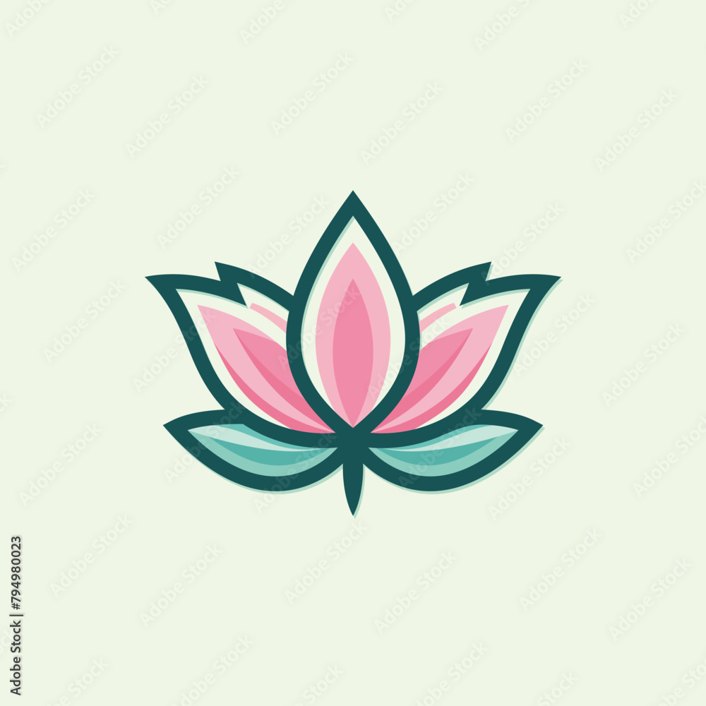 Lotus flower logo. Lotus icon vector design template on dark and pink background in flat and outline style of eco, beauty, spa, yoga, medical. Lotus flower logo. Lotus icon vector design template on dark and pink background in flat and outline style of eco, beauty, spa, yoga, medical.
