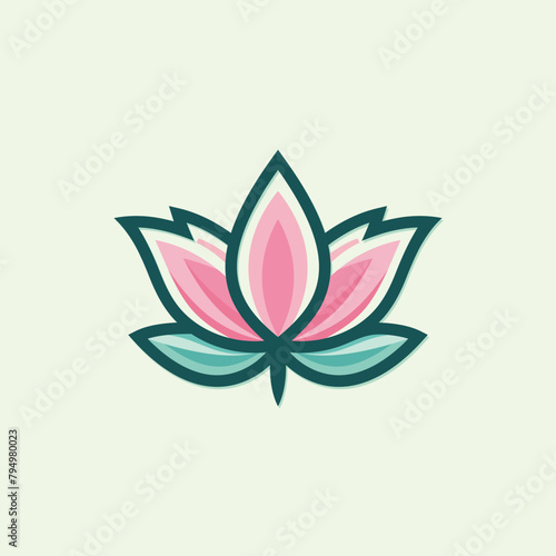 Lotus flower logo. Lotus icon vector design template on dark and pink background in flat and outline style of eco, beauty, spa, yoga, medical.