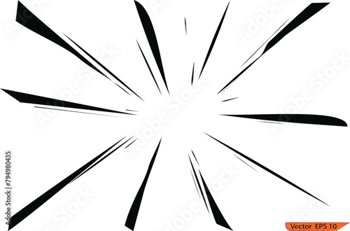 Background of comic book action lines. Speed lines frame,  isolated on transparent background. Comic book black and white radial lines background.  (ID: 794980435)