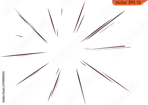 Background of comic book action lines. Speed lines frame,  isolated on transparent background. Comic book black and white radial lines background.  (ID: 794980455)
