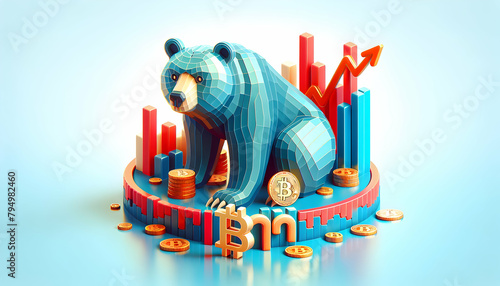 3D Flat Icon  Bitcoin Bear Market Sentiment Reflected in Abstract Chart Wallpaper