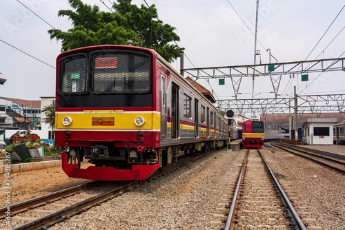 Old Japanese commuter train at Jakarta Kota station