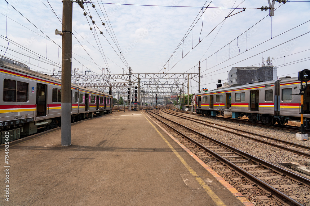 Old Japanese commuter train at Jakarta Kota station Old Japanese commuter train at Jakarta Kota station
