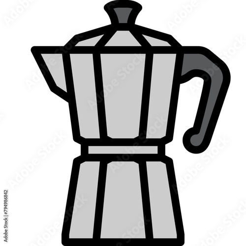 moka pot coffee maker for brewing espresso filled outline icon