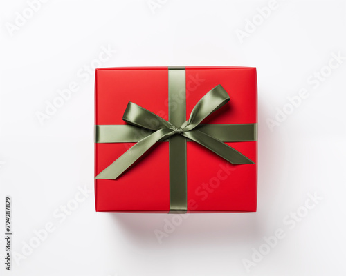 Christmas card template. Happy New year backdrop. Beautiful gift box in hands..