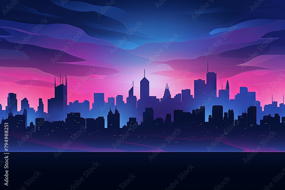 Urban Skyline Gradient Backdrops: City Lights Night Glow Perspective