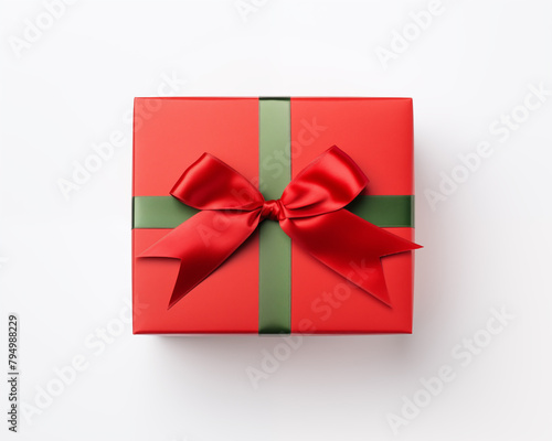 Christmas card template. Happy New year backdrop. Beautiful gift box in hands..