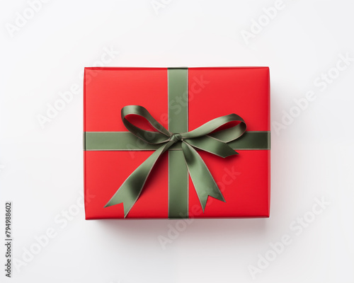 Christmas card template. Happy New year backdrop. Beautiful gift box in hands..