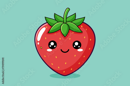 A sweet strawberry with a smiley face photo