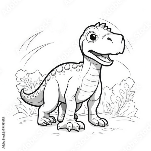 Cute dino coloring page for boys. Funny little dinosaur ink line sketch. Baby character outline illustration for print © Татьяна Клименкова