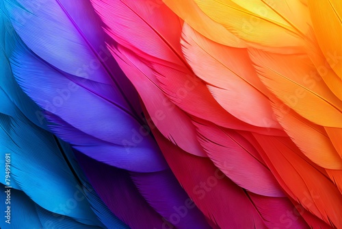 Vibrant Parrot Feather Gradients: Exotic Wing Textures in Stunning Display