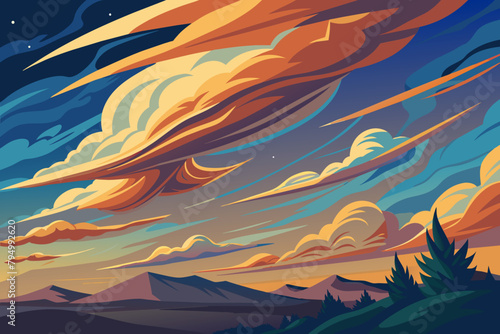 Cirrus clouds catching the last light of day