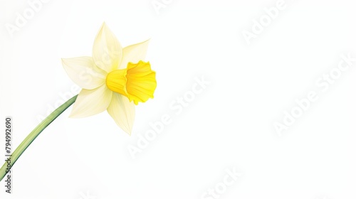 A single daffodil on a white background. photo