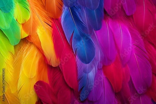 Vibrant Parrot Feather Gradients: Striking Bird Feather Mix © Michael