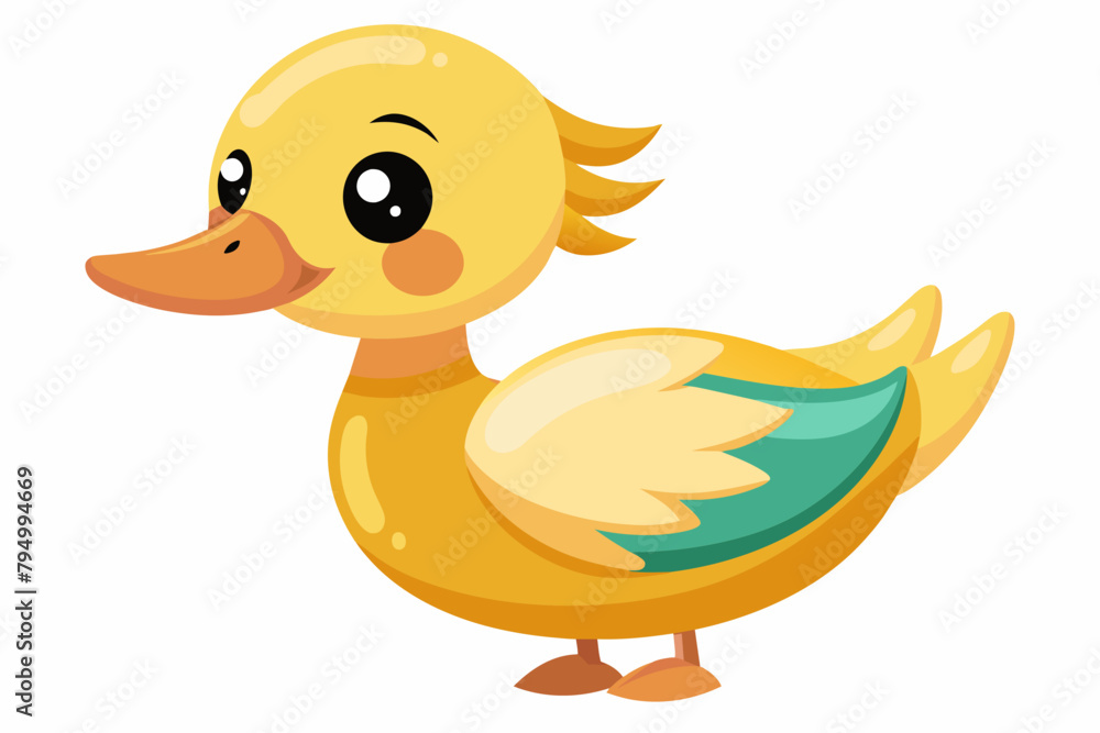 Cute Duck Quacking gradient illustration in white background Cute Duck Quacking gradient illustration in white background