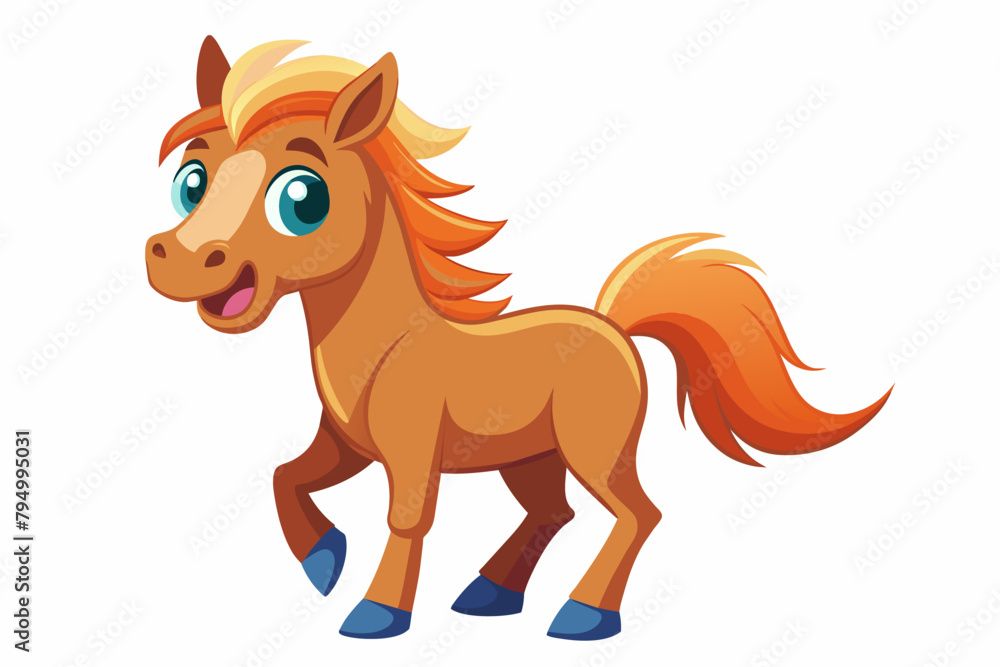 Cute Horse Neighing gradient illustration in white background Cute Horse Neighing gradient illustration in white background