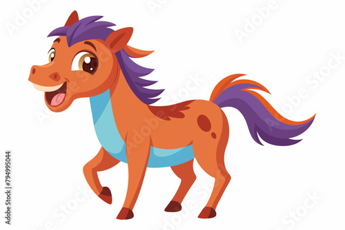 Cute Horse Neighing gradient illustration in white background