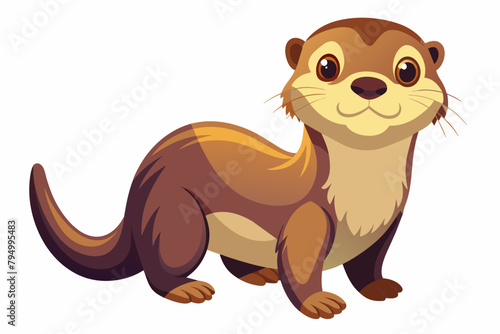 Cute Otter Playful gradient illustration in white background