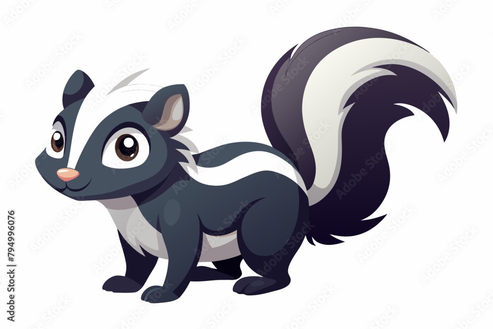 Cute Skunk Stinky gradient illustration in white background