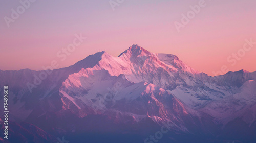 Mountains in the pink sunlight at sunset. -- #794996018