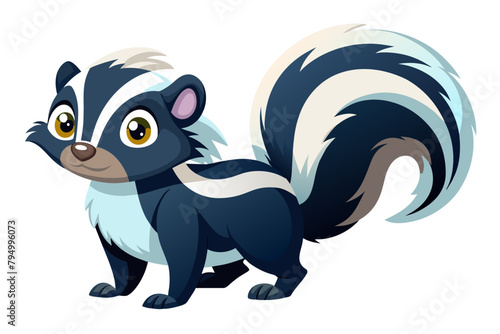 Cute Skunk Stinky gradient illustration in white background