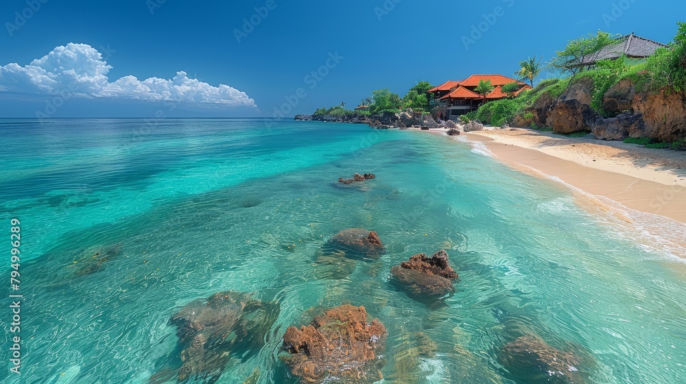 Top view of Tropical Beach Meets Pristine Ocean Waves, sea and beach, nature, travel brochures, summer, natural world, wallpaper, seascape, Travel and vacation concept