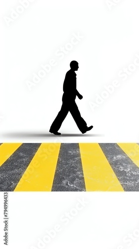 Realistic Image of pedestrian safety on a white background, Stock photo style. photo