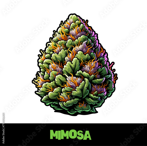 Vector Illustrated Mimosa Cannabis Bud Strain Cartoon (ID: 794996491)